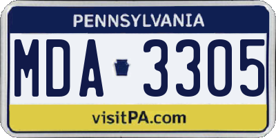 PA license plate MDA3305