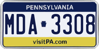 PA license plate MDA3308