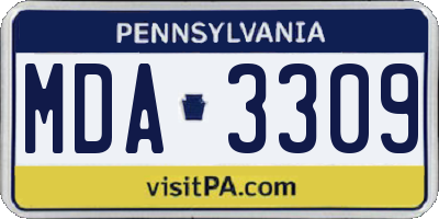 PA license plate MDA3309