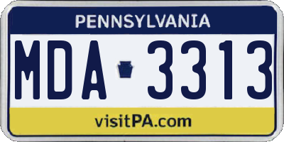 PA license plate MDA3313