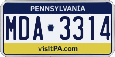 PA license plate MDA3314
