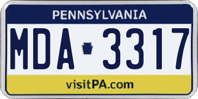 PA license plate MDA3317