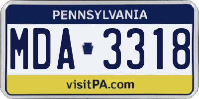 PA license plate MDA3318