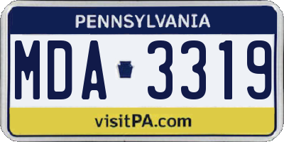 PA license plate MDA3319