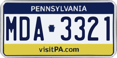 PA license plate MDA3321