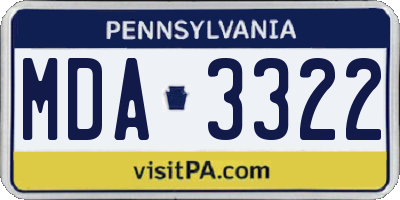 PA license plate MDA3322