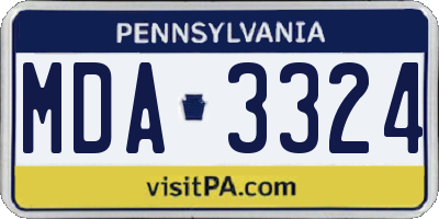 PA license plate MDA3324