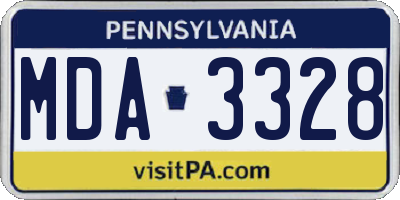 PA license plate MDA3328