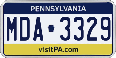 PA license plate MDA3329