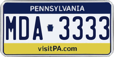 PA license plate MDA3333