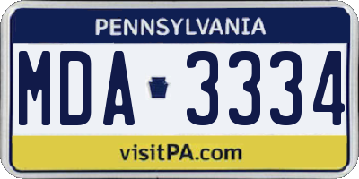 PA license plate MDA3334