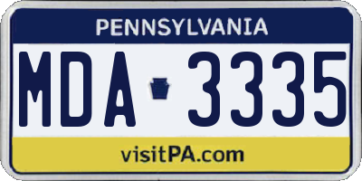 PA license plate MDA3335