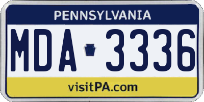 PA license plate MDA3336