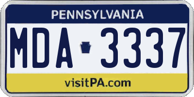 PA license plate MDA3337