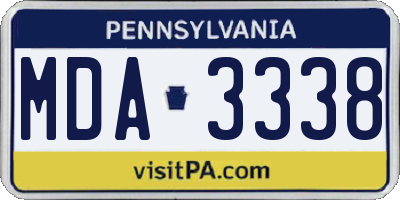 PA license plate MDA3338