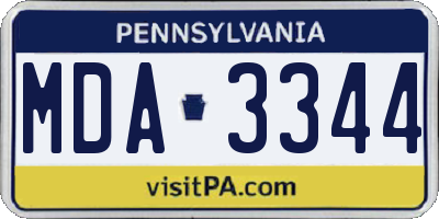 PA license plate MDA3344