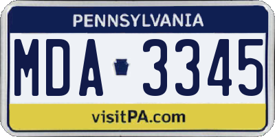 PA license plate MDA3345