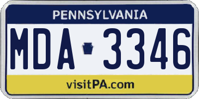 PA license plate MDA3346