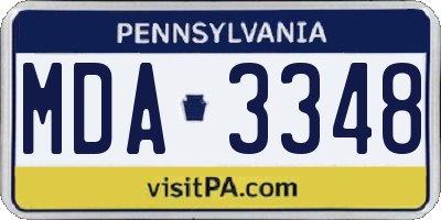 PA license plate MDA3348