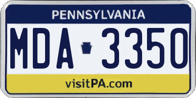 PA license plate MDA3350