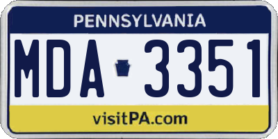 PA license plate MDA3351