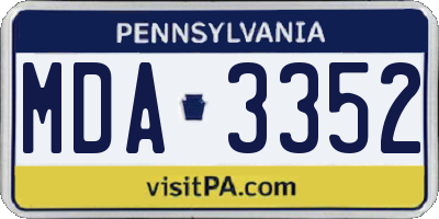 PA license plate MDA3352