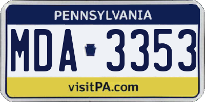PA license plate MDA3353