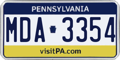PA license plate MDA3354