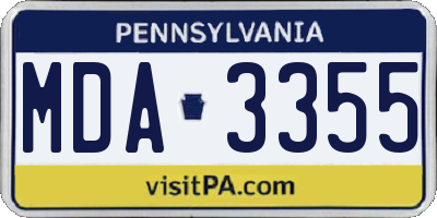PA license plate MDA3355