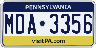 PA license plate MDA3356