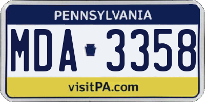 PA license plate MDA3358