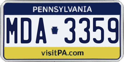 PA license plate MDA3359