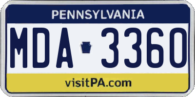 PA license plate MDA3360