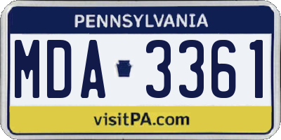 PA license plate MDA3361