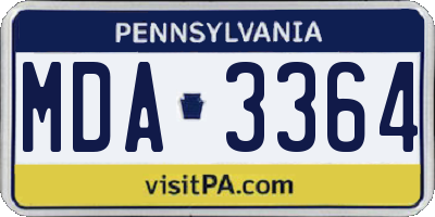 PA license plate MDA3364