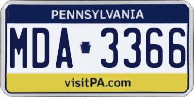 PA license plate MDA3366