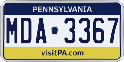 PA license plate MDA3367