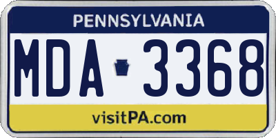 PA license plate MDA3368