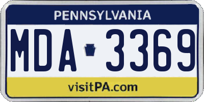 PA license plate MDA3369