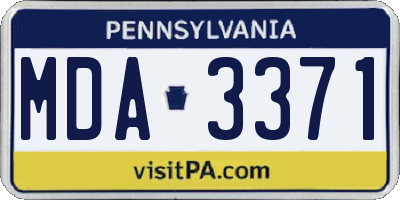 PA license plate MDA3371