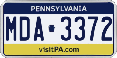 PA license plate MDA3372