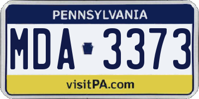 PA license plate MDA3373