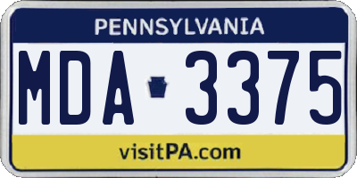 PA license plate MDA3375