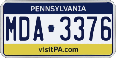 PA license plate MDA3376