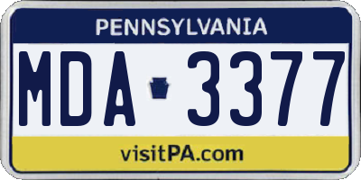 PA license plate MDA3377