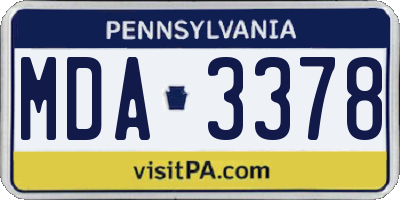 PA license plate MDA3378