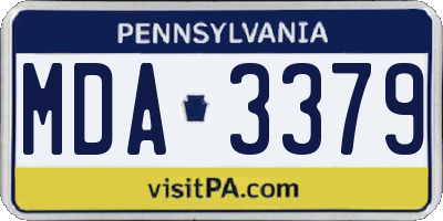 PA license plate MDA3379