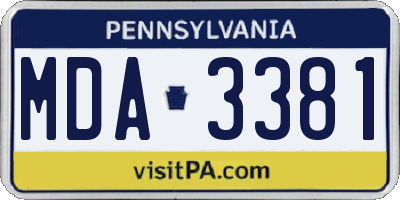 PA license plate MDA3381