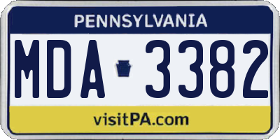 PA license plate MDA3382