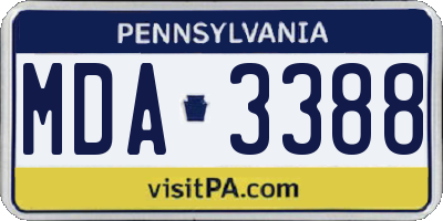 PA license plate MDA3388